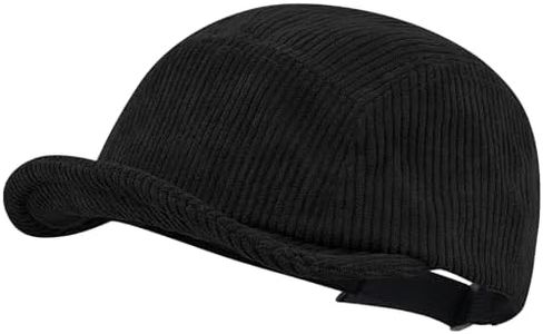 CLAPE Corduroy 5 Panel Hat, Lightweight Breathable Adjustable Soft Flat Brim Baseball Cap Trucker Hat for Outdoor Adventures
