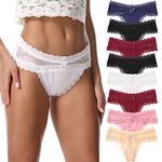 Levao 8 Pack Thongs for Women Sexy Lace Thong Underwear Stretch G String Panties S-XL