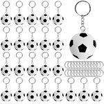 Charshiu 24 Pack Soccer Ball Keychains, Football Keychain Party Favors Fillers, Football Key Rings Decorations for Kids School Carnival Reward, Football Day, Football Theme