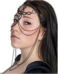 L'VOW Headwear Metal Tassels Veil Cyborg Face Chain Mask Rock Party Rave Outfit Headdress Jewelry for Women and Men, One Size, Metal