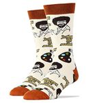 ooohyeah Men's Bob Ross Novelty Crew Socks, Funny Socks Crazy Socks, Fun Casual Dress Cotton Socks, Bob Ross Happy Little Accidents, 8-13