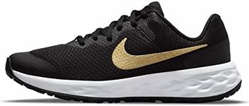 Nike Unisex Kid's Sneaker, Black MTLC Gold White, 6 AU