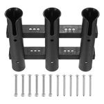 UHATa Fishing Rod Holder Bracket Applications for Boat Kayak Truck Garage - 3 Link Tubes Wall/Side Mount with Screws Pole Support Rack - [Qty 1 - Black]