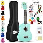 Soprano Ukulele Kit for Beginner Adult Student 21 Inch Ukelele Gig Bag Strap String Tuner Songbook Pick Polishing Cloth