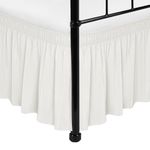 Biscaynebay Wrap Around Bed Skirts with Split Corners for King Beds 16" Drop, Ivory Elastic Dust Ruffles Adjustable Easy Fit Wrinkle & Fade Resistant Silky Luxurious Fabric Machine Washable