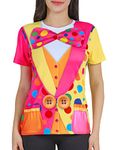 COSAVOROCK Women's Clown Costume T-Shirts Multicoloured M