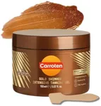 Carroten Gold Shimmer Intensive Tanning Gel | Browning Tan Accelerator | Non-Greasy, Water-Resistant with Carrot and Coconut Oil | Vitamin A & E For Moisture & Hydration | 5 Fl Oz + Spatula