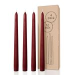 CANDWAX 12 inch Taper Candles Set of 4 - Dripless and Smokeless Candle Unscented - Slow Burning Candle Sticks Perfect as Dinner Candles and Household Candles – Burgundy Candles Taper