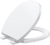 Toilet Seat, Round Toilet Seat, Quick-Release Structure Toilet Seat, Quick-Attach Hardware & Full Flat With Grip-Tight Bumpers, Quiet-Close Seat, White