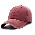 Men Women Washed Cotton Low Profile Distressed Vintage Baseball Cap Plain Adjustable Dad Hat (Burgundy)