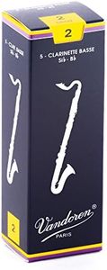 Vandoren CR122 Bass Clarinet Traditional Reeds Strength 2; Box of 5