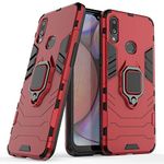 FitSmart Protective Rugged Hybrid Robot Armor Hard Back Cover Kickstand Case for Samsung Galaxy A10s - Red