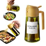 TrendPlain - 16oz Olive Oil Dispenser for Kitchen - 2 in 1 Olive Oil Dispenser and Oil Sprayer - Olive Oil Dispenser Bottle w/Stickers - Olive Oil Sprayer for Cooking Yellow (Light Blockage)