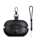 Compatible with Sony WF-1000XM5 Case Cover with Keychain Hook Lanyard,Vintage Leather Case Designed for Sony Earbuds WF1000XM5 Case Cover (2023) for Women Men (Black)