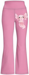 Ystardream Girls Flare Leggings Butt Lift Wide Leg Pants Kids Clothes, Pink Axolotls, 9-10 Years