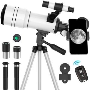 ToyerBee Telescope for Adults & Kids, 70mm Aperture Astronomical Refractor Telescopes for Astronomy Beginners (15X-150X), 300mm Portable Telescope with an Phone Adapter & A Wireless Remote