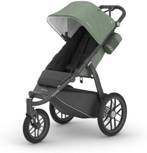 UPPAbaby Ridge Jogging Stroller/Durable Performance Jogger with Never-Flat Tires/Built for Walking, Running, Hiking/Water Bottle Holder & Basket Cover Included/Gwen (Green Mélange/Carbon Frame)