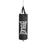 Everlast Punching Bag, Shell 60lb Core Heavy Boxing Bag, Filled Boxing Bag for Boxing Martial Arts Kickboxing Training, Nylon Material, Long Hanging Strap (Black, 11x36 Inch)