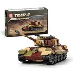 DAHONPA Tiger II Army Tank Building Block(900+ PCS),WW2 Military Historical Collection Tank Model with 4 Soldier Figures,Toys Gifts for Kid and Adult