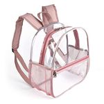 Clear Mini Backpack Stadium Approved 12x12x6 Transparent Plastic Backpack for Women Girls for Concert Sports Work (Rose Gold)