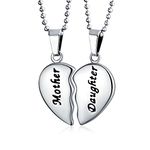 Bling Jewelry Personalized BFF Mother Daughter Breakable Split 2 pcs Set Broken Heart Break Apart Puzzle Pendant Necklace Women for Mom Silver Tone Stainless Steel