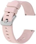 BISONSTRAP Silicone Watch Bands, Slim Watch Straps with Quick Release, 20mm, Pink with Silver Buckle