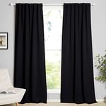 NICETOWN Black Blackout Curtains 2 Panels 95 Inches Long - Thermal Insulated Halloween Long Window Curtain Drapes Sun Blocking Room Darkening for Living Room/Bedroom (52 by 95 Inch, Black, 2 Pack)