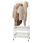 SortWise 2-in-1 Garment Rack, Movable Clothes Rack with 2-Tier Storage Basket for Livingroom, Bedroom (26.37 x 11.61 x 63 inch)