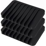 Top-Spring 3Pack Silicone Soap Dish Tray Saver Holder Drainer Shower Waterfall for Bathroom/Kitchen, Keep Bars Dry Easy Cleaning (Black)
