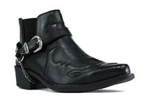 New Men Cuban Heel Chain Buckle Ankle Smart Boot UK Size 6-12 (UK 8, Black)