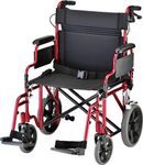 NOVA Heavy Duty Bariatric Transport Chair with 400 lb. Weight Capacity, 22” Extra-Wide Seat with Locking Hand Brakes, Flip Up Arms (for Easy Transfer), Anti-Tippers, 12” Rear Wheels, Color Red