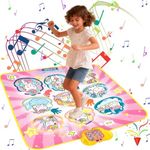 TocsQron Dance Mat for Kids, Electronic Dance Pad Toys for Girls and Boys, Light-up LED Kids Musical Mat with 5 Game Modes,Christmas Birthday Gifts for 3-12 Years Old Toddlers (Pink)