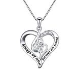 925 Sterling Silver Always My Sister Forever My Friend Double Love Heart Sister Necklace, Box Chain 18"