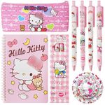 Cute Kitty School Supplies Set - Gel Pens, Journal Notebook, 50 Stickers, Pencil Cse, Kawaii Stationery Set, Back to School Gift, Red Kitty