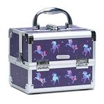 Joligrace Girls Makeup Box with Mirror Travel Jewellery Box Cosmetic Case Jewellery Organiser Light Weight Lockable with Keys, Size: 19.5x15x16cm, Unicorn