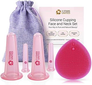 Silicone Facial Cupping Therapy Set - Eye and Face Vacuum Massage Cup Kit - 4 Cups + Free Exfoliating Brush - Anti-Wrinkle and Anti-Aging Effect - 100% Hygienic