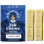 Honest Dog Co. Yak Chews for Dogs Large (2x Chews) - Dog Chews Long Lasting Natural - Pasture Raised, Organic, Himalayan Yak Chew Dog Chews