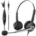 Headset with Microphone,Wantek Cell Phone Headsets Wired 3.5mm Jack with Noise-Cancelling Microphone for PC, Computer Headphone with in-line Control for Work/Call Center/Office