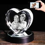 Movdyka 3D Laser Engraved Heart Crystal Photo Personalised Gifts with Your Own Photo Unique Anniversary Romantic Gifts for Women Mom,Customised Gifts for Her, Wife Gifts for Christmas