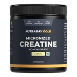 Nutrabay Gold Micronised Creatine Monohydrate Powder - 120g, Lemon | NABL Lab Tested | 3g Creatine/Serving | Increases Muscle Mass, Strength & Power | Pre & Post Workout Supplement | For Men & Women