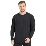 Sillictor Running Tops for Men Long Sleeve UPF 50+ Quick Dry Polyester Sports Gym T Shirts Men UV Sun Protection Tops for Swimming Football Hiking Fishing Shirts,Cool Wicking 3020 Black L