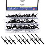 Glarks 75Pcs 3/16" x 5/8" / 13/16" / 1" Black Large Flange Blind Rivets Pop Rivets Assortment Set for Joining Metal Plate Pipe Automotive