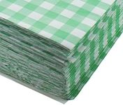 Deli Supplies 1000 x Gingham Greaseproof Duplex Paper Green - Pack of app 1000 Sheets 250mm x 375mm - 5kg - Greaseproof Liner Chip Basket Liner Chip Bucket Liner Meat Bakery