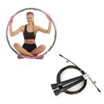 Weighted Hula Hoop for Adults 1.2kg Pink Padded + Skipping Rope Black BUNDLE - Weight Loss and Body Toning Exercise Equipment For Home Use and Gym Equipment by just be…