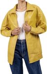 Jild Oversized Leather Jacket Women - Lambskin Leather Fall Jacket for Womens Fashion Plus Size Outfits (OSW-Yellow-XL)