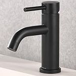 Rainovo Modern Matte Black Single Hole Bathroom Sink Faucet, Stainless Steel, 1.2 GPM Aerator, Easy to Operate