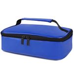 ONTESY Portable Small Lunch Bag for Men Women, Glossy Patent Leather Lunch Box Thermal Insulated Mini Cooler Reusable Snack Bag (Royal Blue)