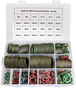 KOOTANS 240pcs 12 Sizes NBR Metal Bonded Sealing Washer Assort Kit Hydralic Oil Resist Rubber Oil Pipe Seal Gasket Metric NBR Metal Combination O-Ring Assortment Kit