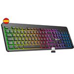 KLIM Light V2 Wireless Keyboard ES Layout + Slim, Durable, Ergonomic, Silent Keys + Backlit Wireless Gaming Keyboard For Laptop PC Mac PS4 Xbox One+ Long-lasting Built-In Battery + New Version