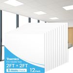 Toemics Ceiling Tile, 12 Pack Drop Ceiling 2ft x 2ft PVC Panel Cover 5mm Waterproof Washable and Fire-Rated Drop Tile 48 Sq. Ft - White